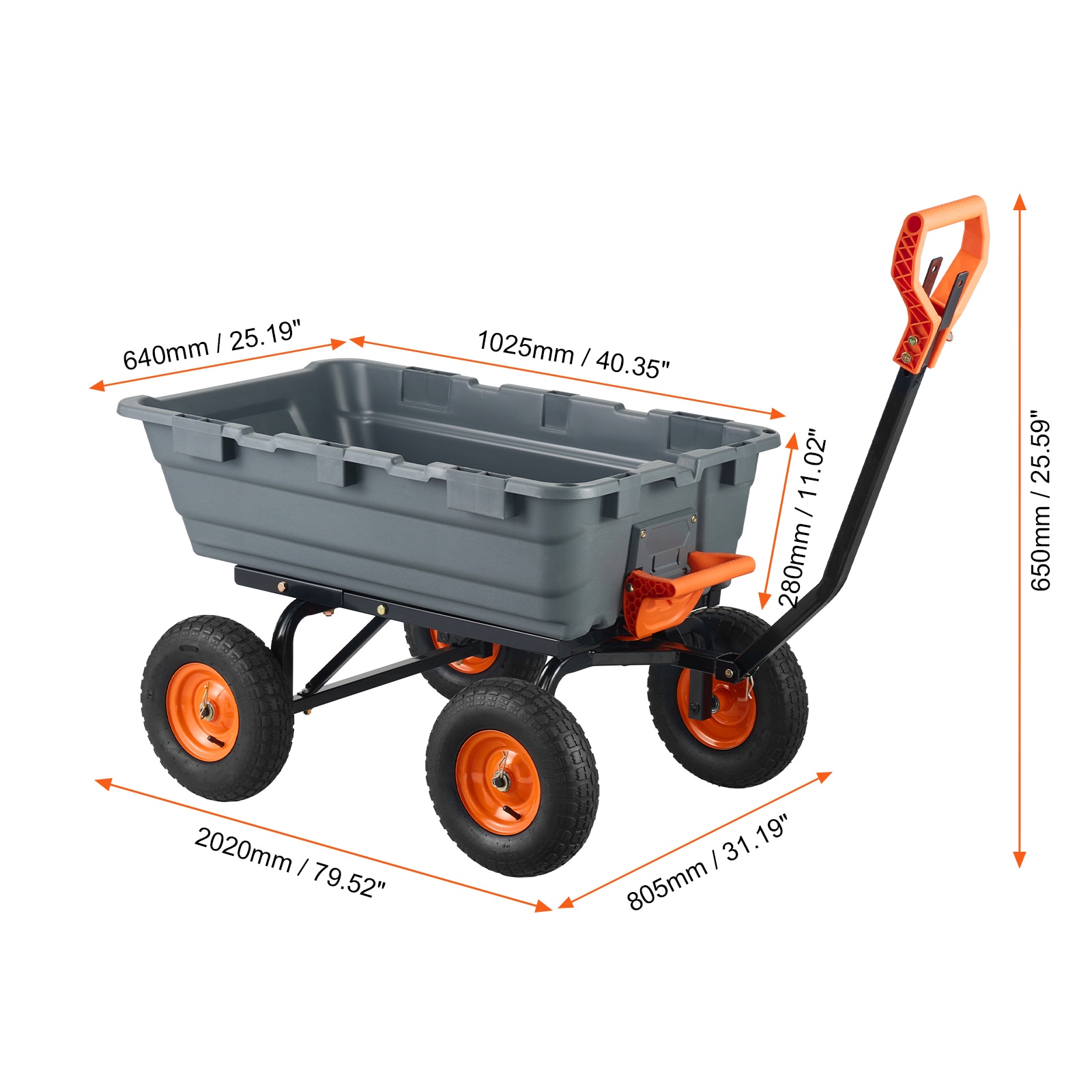 Garden Dump Cart With Steel Frame And Convertible Handle Utility_voghion.com